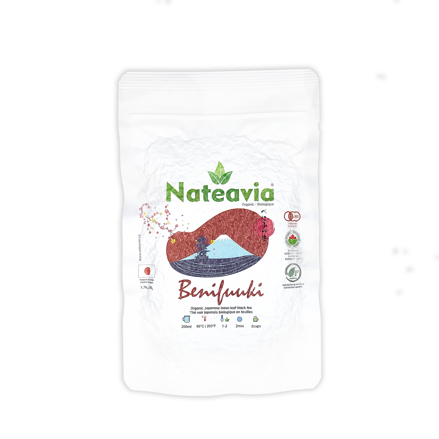 Nateavia Benifuuki - Premium Organic Japanese Loose Leaf Black Tea - Light and Smooth taste - Authentic Japanese Origin, from Shizuoka - 50g