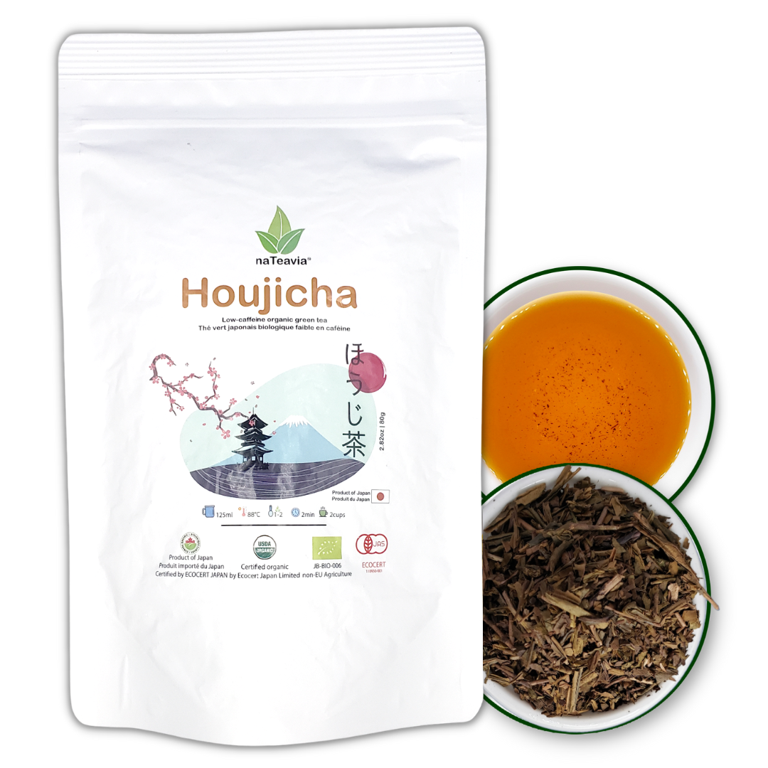 Premium Organic Japanese Houjicha, Yabukita cultivar, Gold Roast Green Tea from Shizuoka Low-Caffeine,  80g  Nateavia