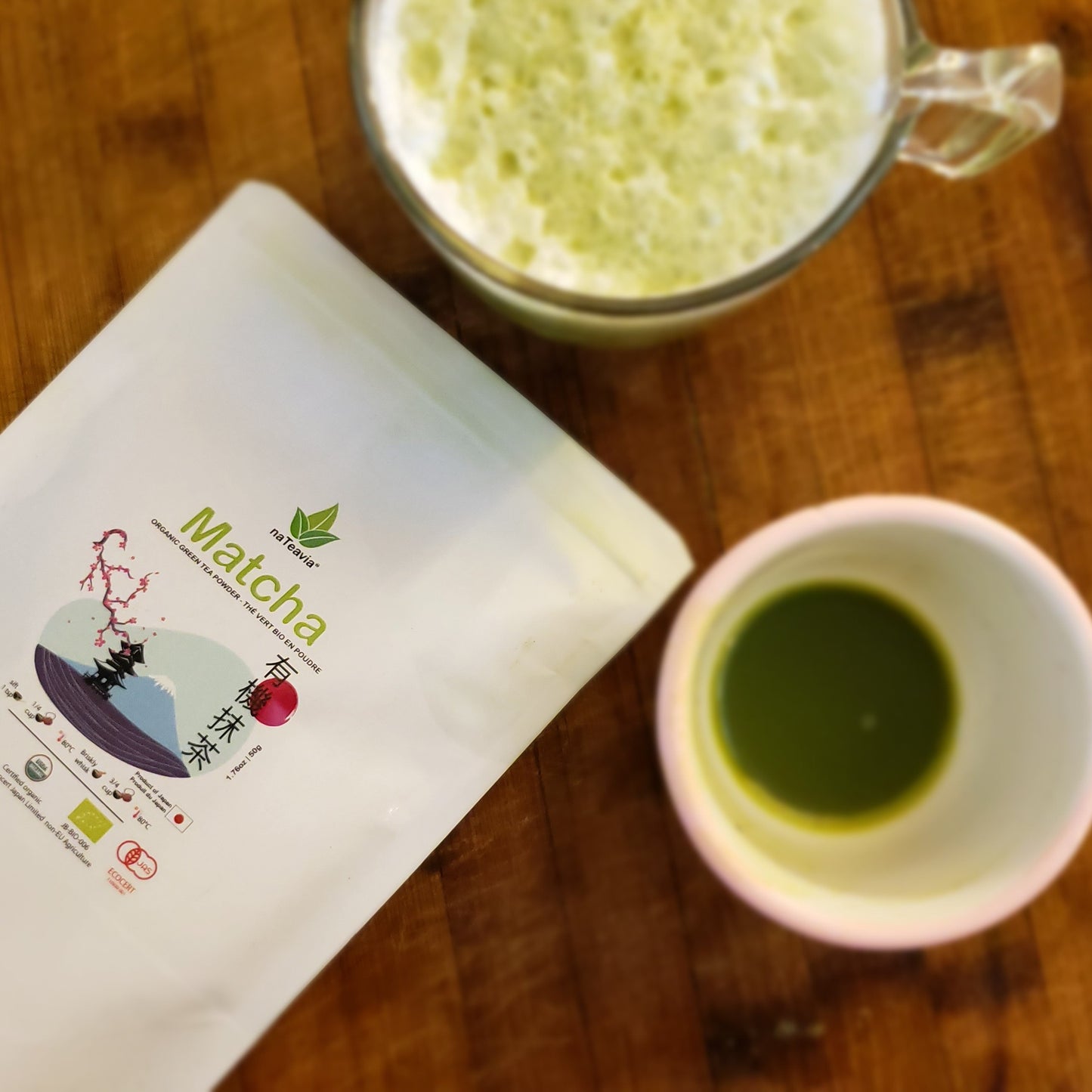 Organic Japanese Matcha Powder – Café Grade, Finely Ground, Smooth & Umami-Rich | Shizuoka Origin, 50g – Nateavia