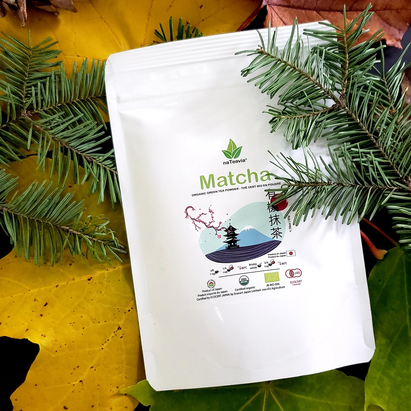 Organic Japanese Matcha Powder – Café Grade, Finely Ground, Smooth & Umami-Rich | Shizuoka Origin, 50g – Nateavia