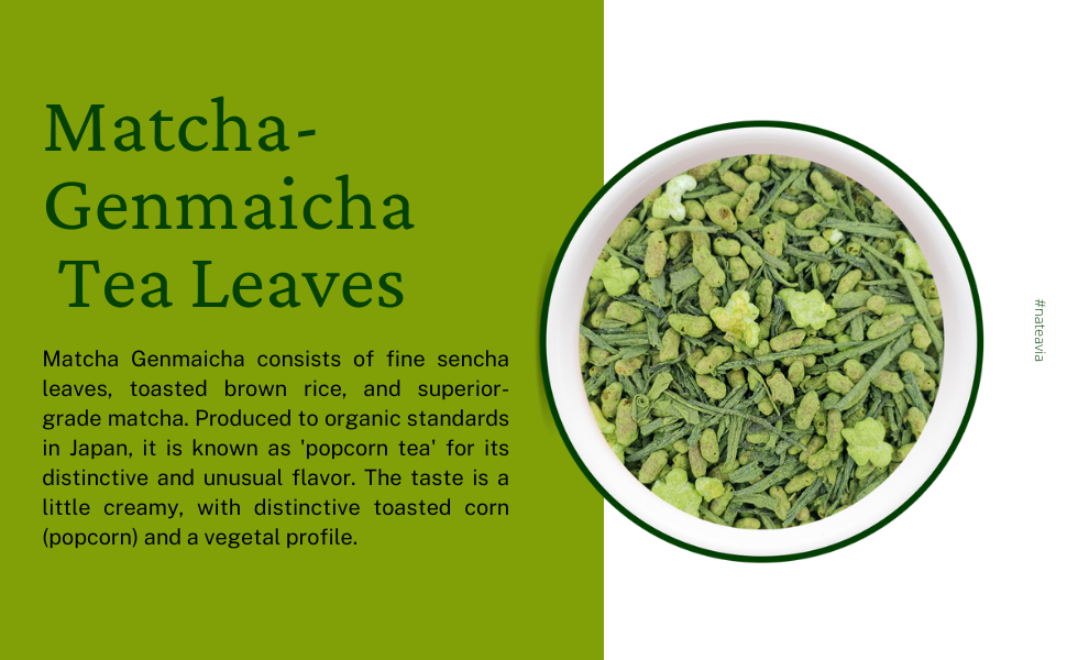 Organic Matcha Genmaicha Tea Japanese Sencha, Yabukita cultivar, Toasted Rice & Matcha Blend – Creamy Flavor – 80g Loose Leaf – Nateavia