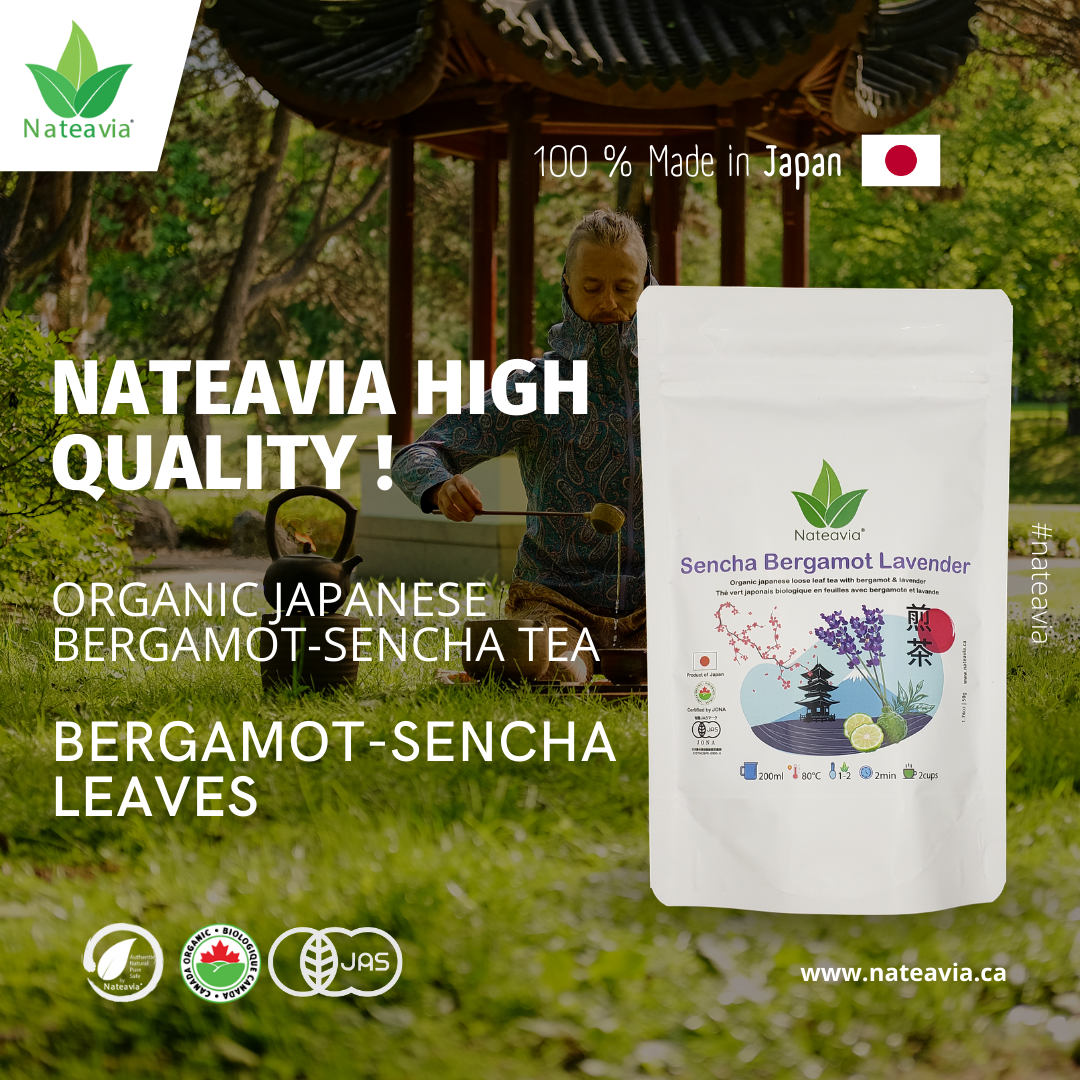 Organic Japanese Sencha with Bergamot and Lavender, First Flush Loose Leaf Green Tea from Shizuoka, 50g Nateavia