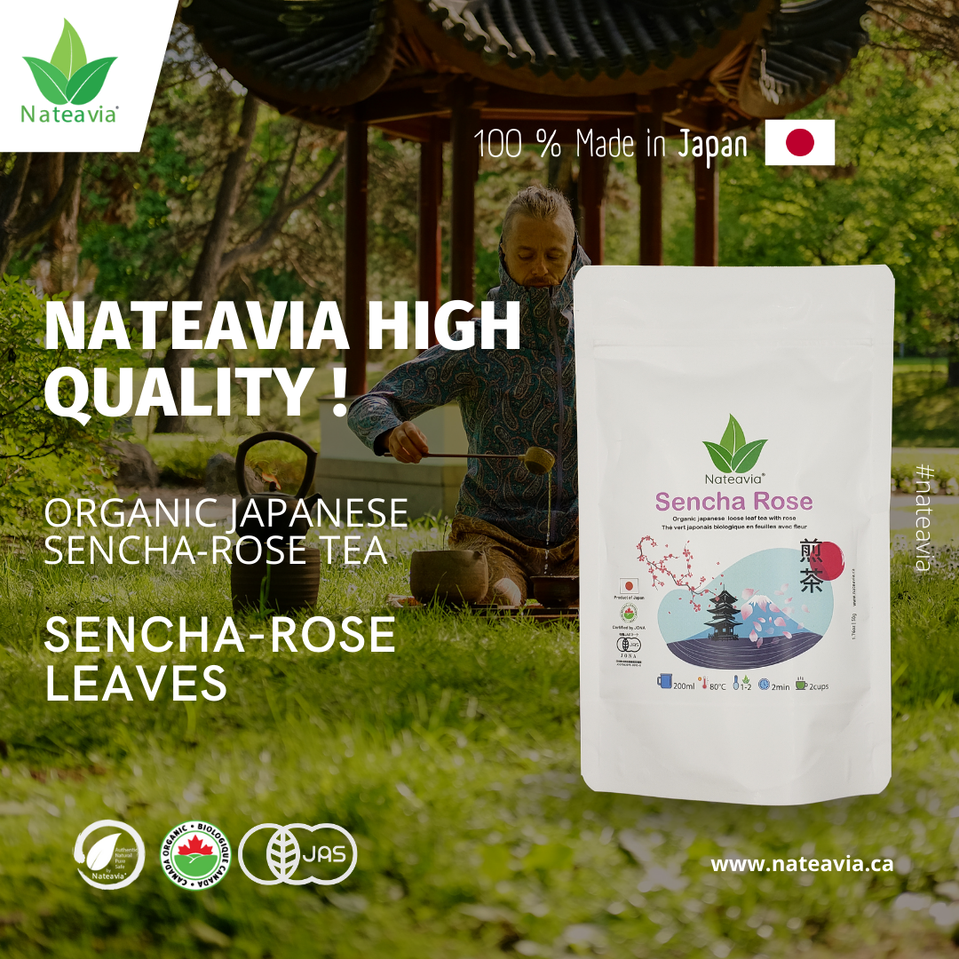 Organic Japanese Sencha Green Tea with Rose – First Flush Loose Leaf from Shizuoka – 50g | Nateavia