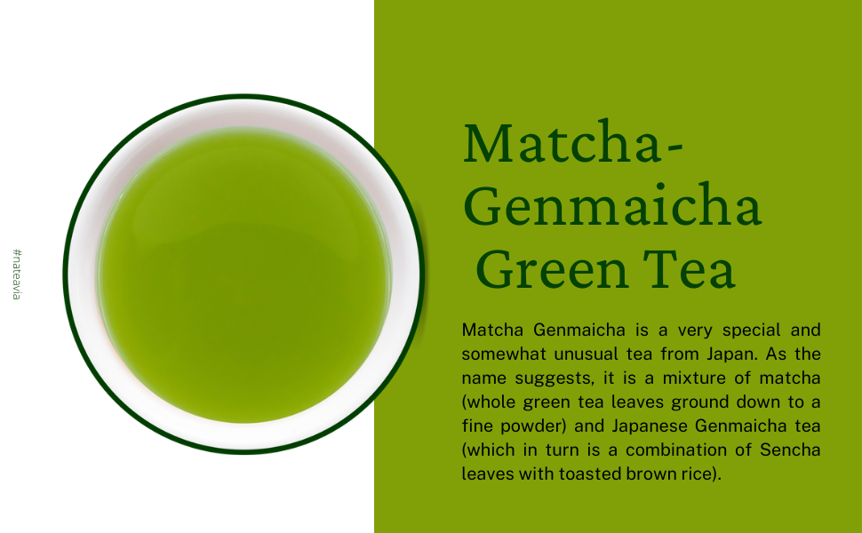 Organic Matcha Genmaicha Tea Japanese Sencha, Yabukita cultivar, Toasted Rice & Matcha Blend – Creamy Flavor – 80g Loose Leaf – Nateavia