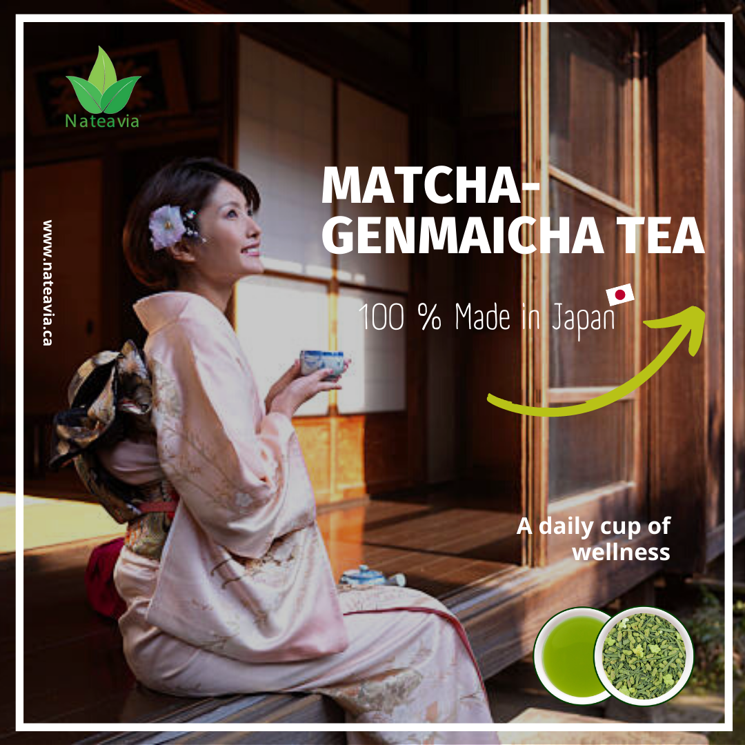 Organic Matcha Genmaicha Tea Japanese Sencha, Yabukita cultivar, Toasted Rice & Matcha Blend – Creamy Flavor – 80g Loose Leaf – Nateavia
