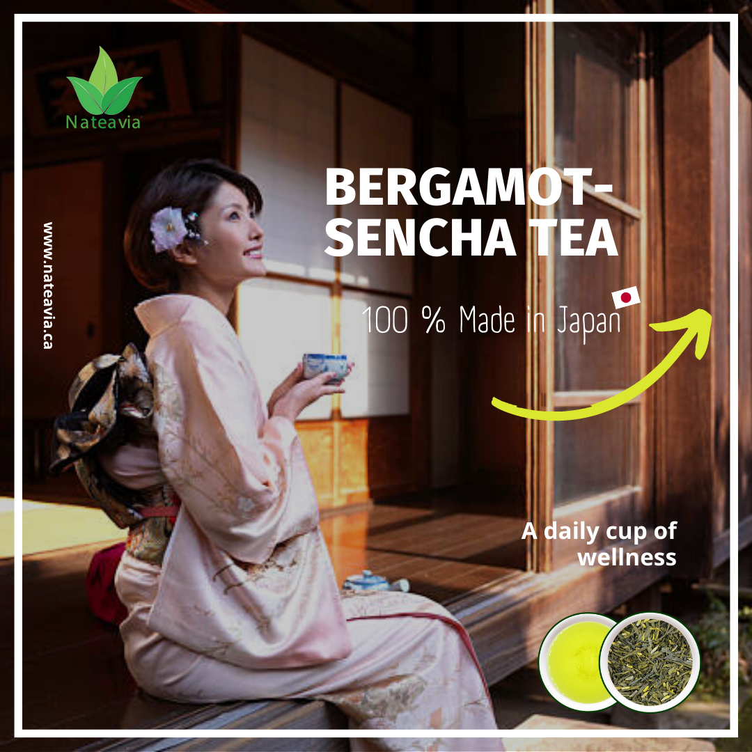 Organic Japanese Sencha with Bergamot and Lavender, First Flush Loose Leaf Green Tea from Shizuoka, 50g Nateavia
