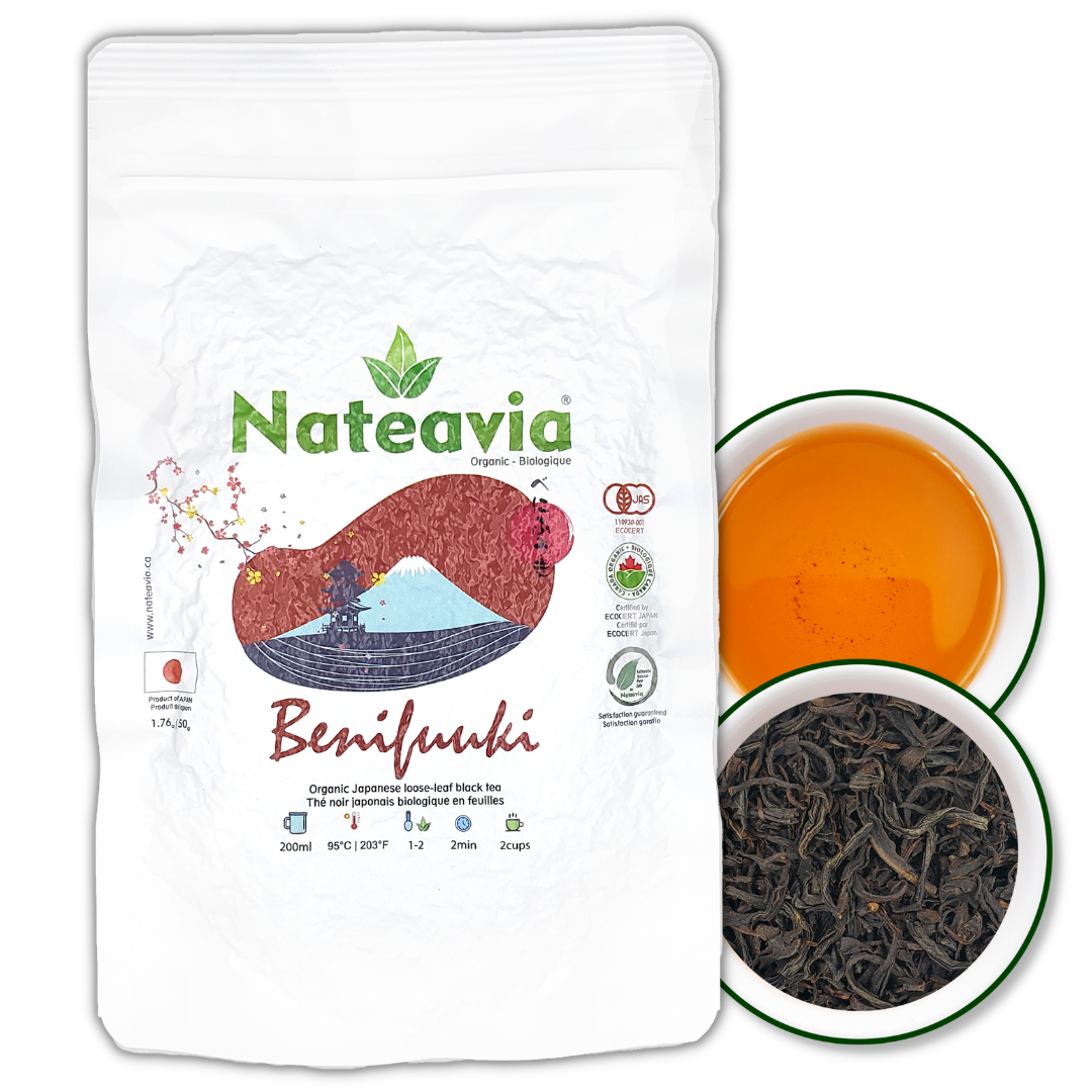Nateavia Benifuuki - Premium Organic Japanese Loose Leaf Black Tea - Light and Smooth taste - Authentic Japanese Origin, from Shizuoka  - 50g