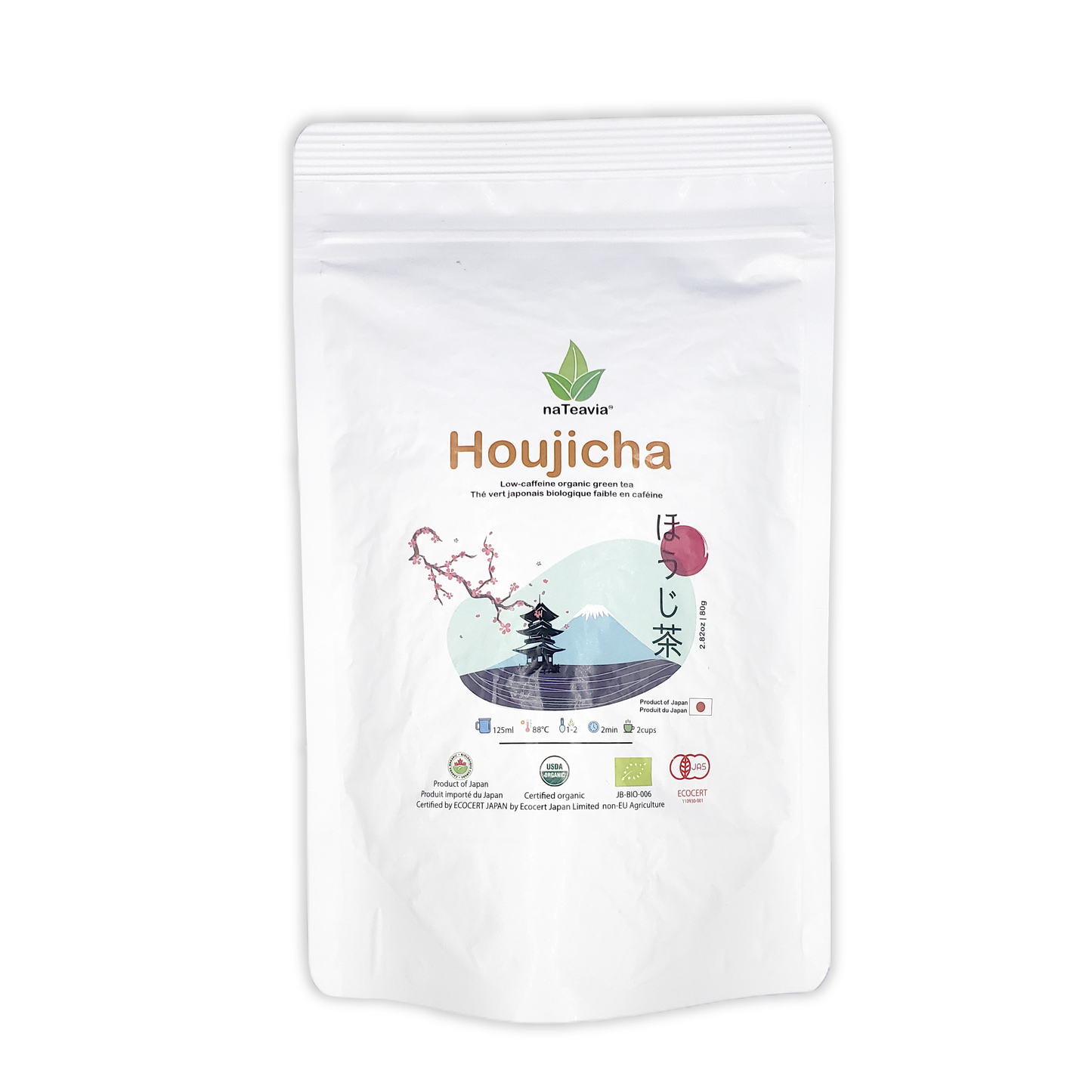 Premium Organic Japanese Houjicha, Yabukita cultivar, Gold Roast Green Tea from Shizuoka Low-Caffeine,  80g  Nateavia