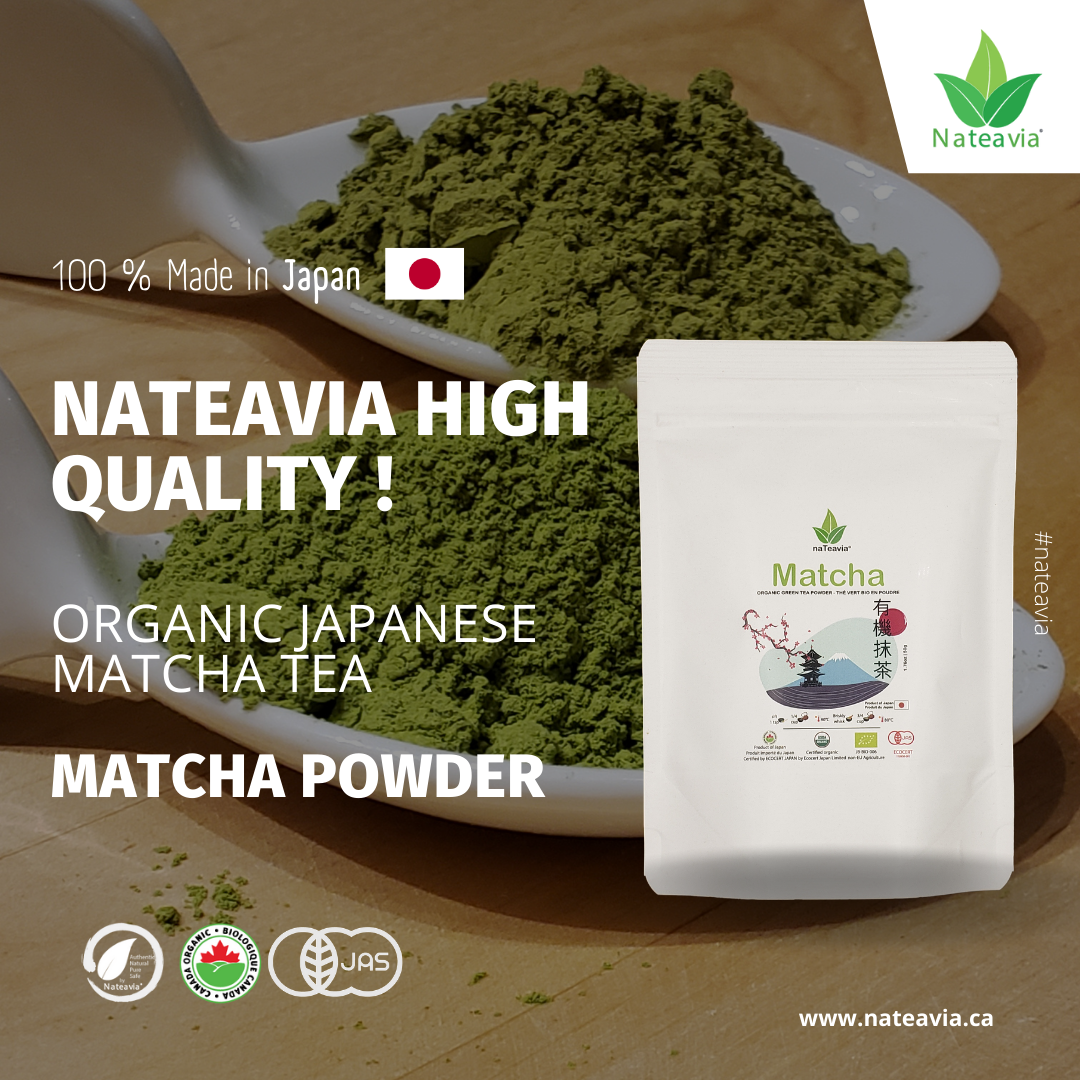 Organic Japanese Matcha Powder – Café Grade, Finely Ground, Smooth & Umami-Rich | Shizuoka Origin, 50g – Nateavia
